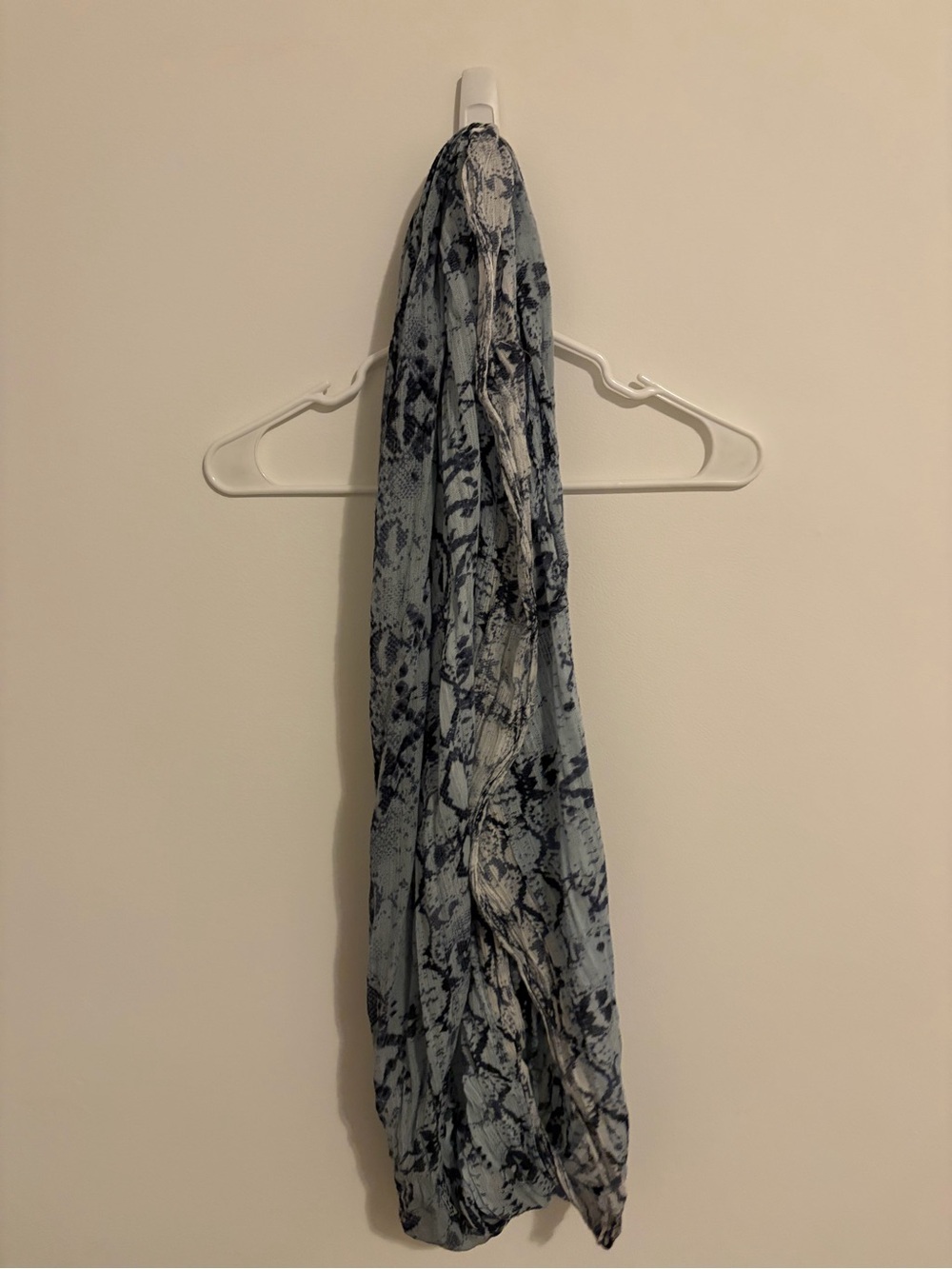 Light Blue Snake-Print Lightweight Scarf